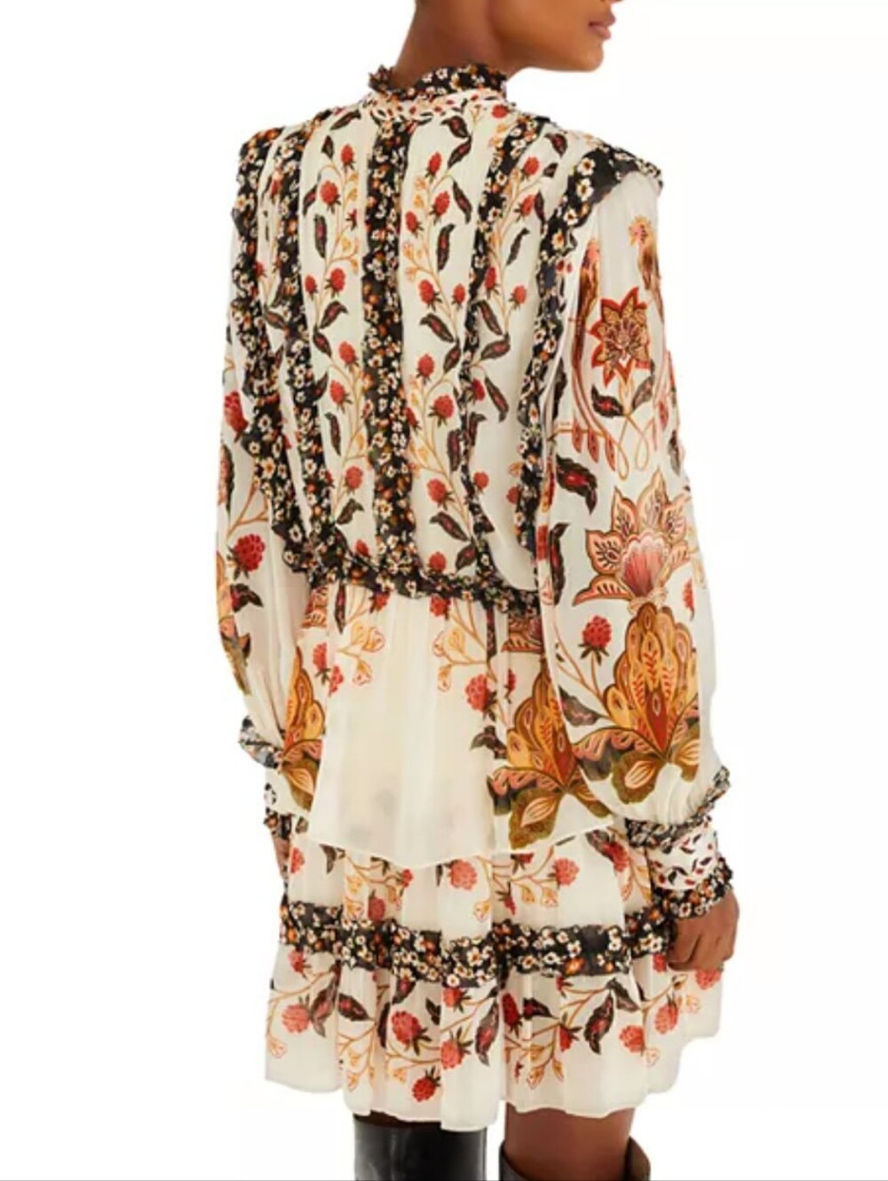 FARM Rio NWT Berry Garden Floral Mini Dress Ruffle Tiered Boho Statement Dress - Picture 6 of 14